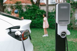 Electric car charging at home station