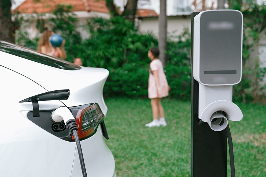 Electric car charging at home station